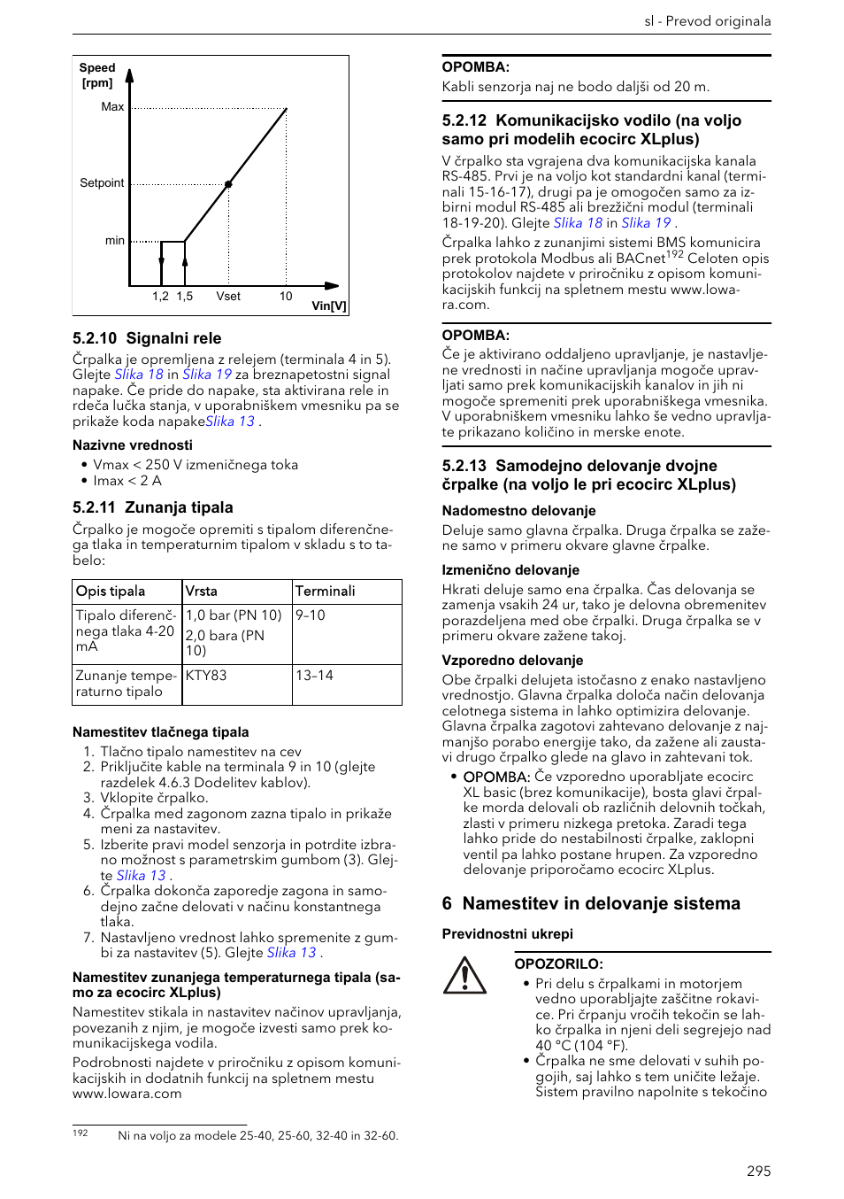 10 signalni rele, 11 zunanja tipala, 6 namestitev in delovanje sistema | Xylem ECOCIRC XL & XLplus User Manual | Page 295 / 404