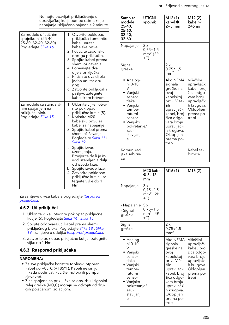 2 u/i priključci, 3 raspored priključaka | Xylem ECOCIRC XL & XLplus User Manual | Page 305 / 404