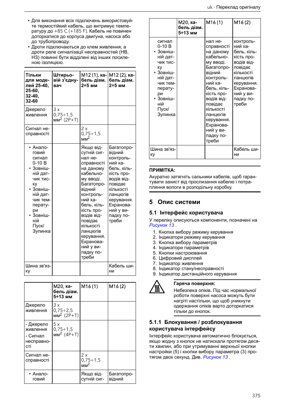 5 опис системи, 1 інтерфейс користувача | Xylem ECOCIRC XL & XLplus User Manual | Page 375 / 404