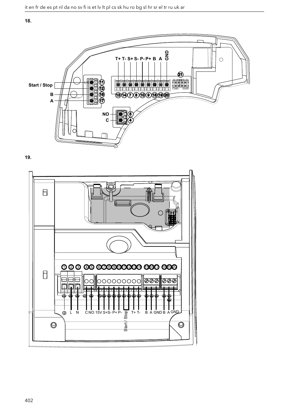 Figura, Figura 18, Figura 19 | Dere, Per un segnale di gua, Ure 19, Figure 18, Figure 19, Figure, The pump unit is provided by default, with the | Xylem ECOCIRC XL & XLplus User Manual | Page 402 / 404