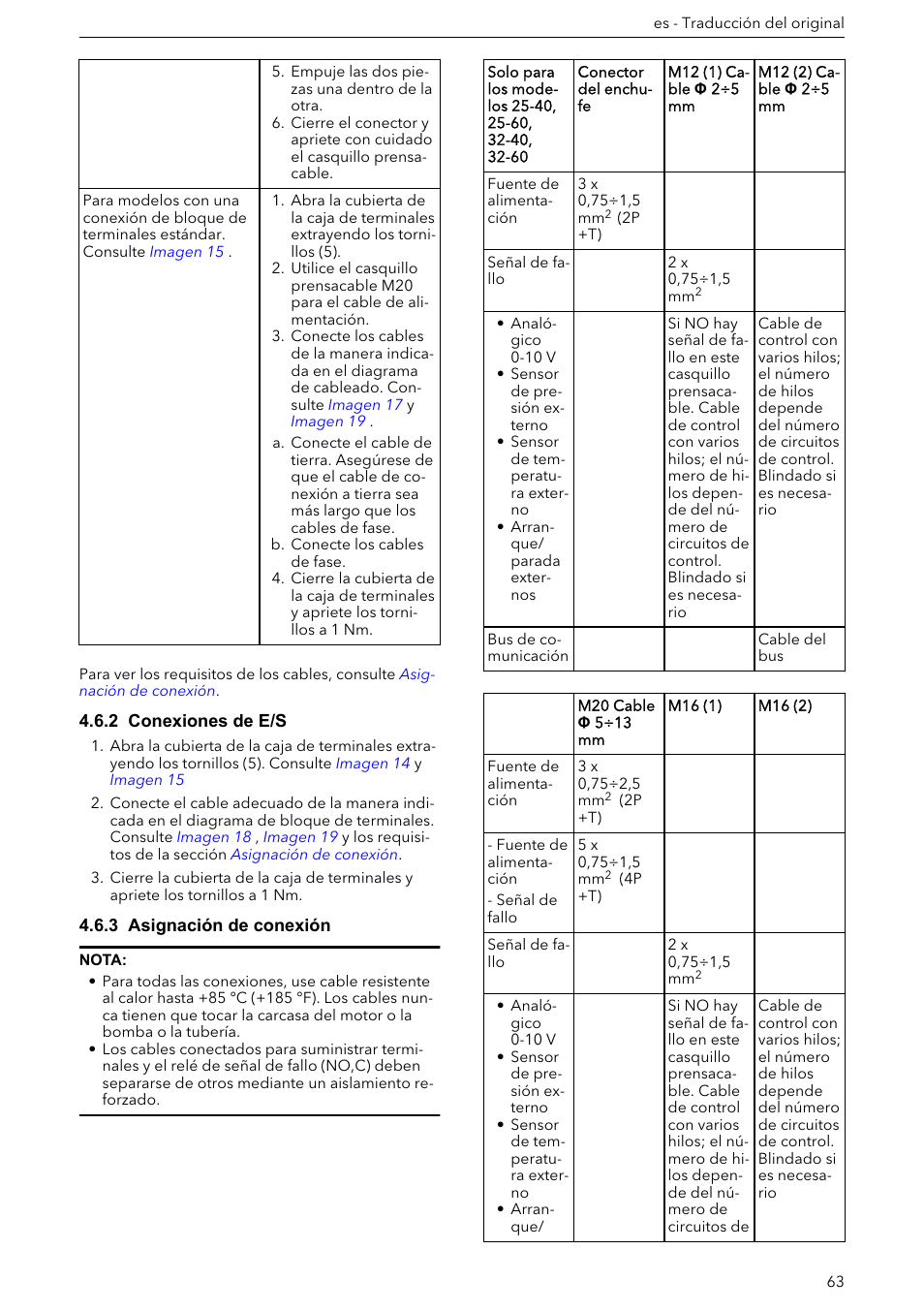 2 conexiones de e/s, 3 asignación de conexión | Xylem ECOCIRC XL & XLplus User Manual | Page 63 / 404