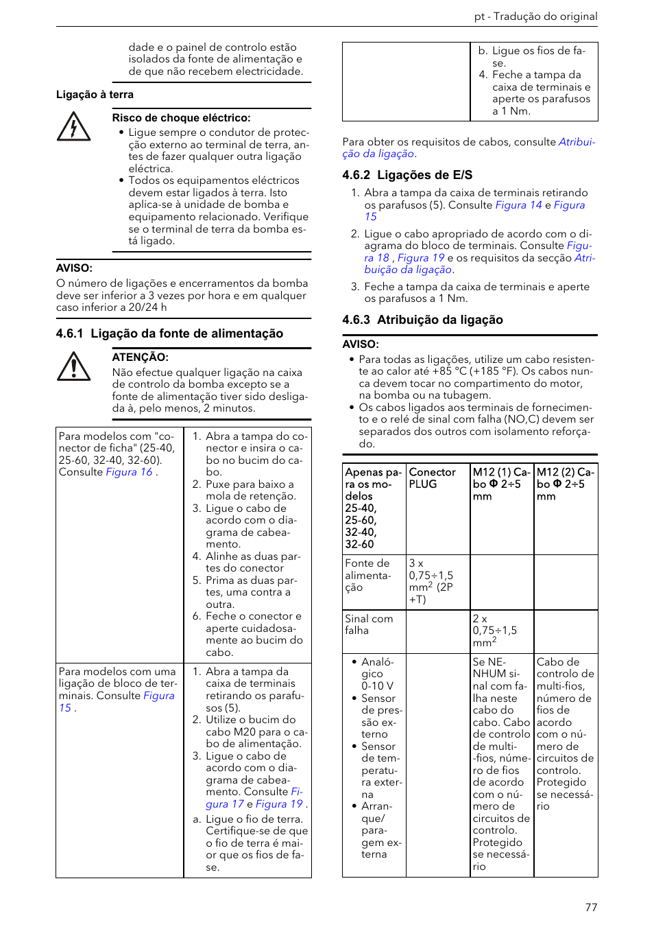 1 ligação da fonte de alimentação, 2 ligações de e/s, 3 atribuição da ligação | Xylem ECOCIRC XL & XLplus User Manual | Page 77 / 404