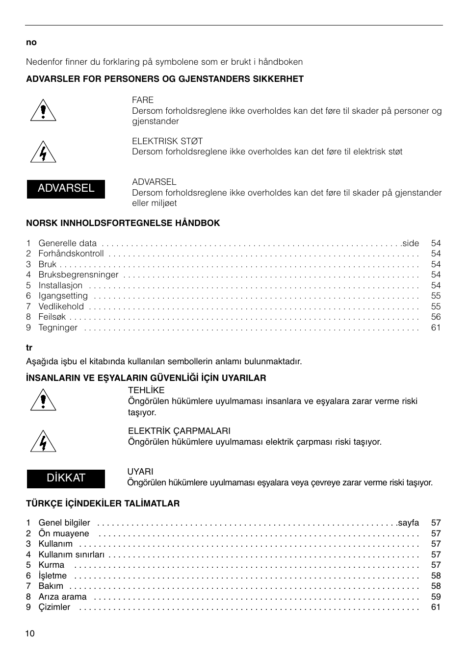 Advarsel, D kkat | Xylem FC FCT (Single & Twin Version) User Manual | Page 10 / 80