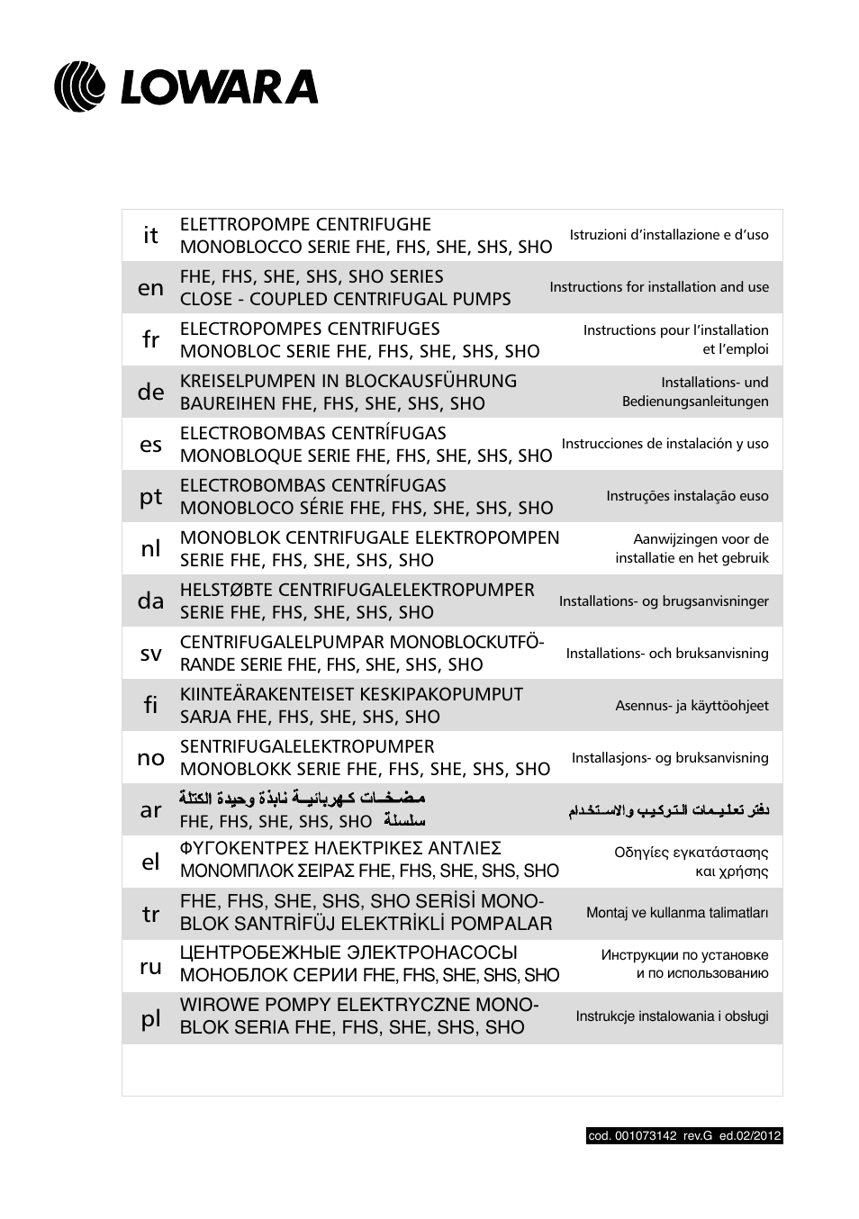 Xylem FH SH User Manual | 128 pages