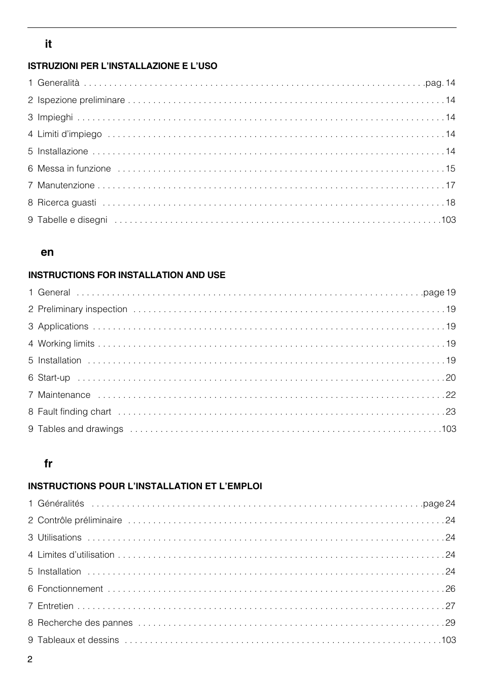 Fr en it | Xylem FH SH User Manual | Page 2 / 128