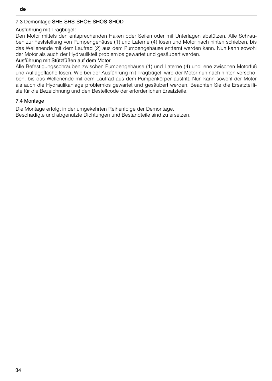 Xylem FH SH User Manual | Page 34 / 128