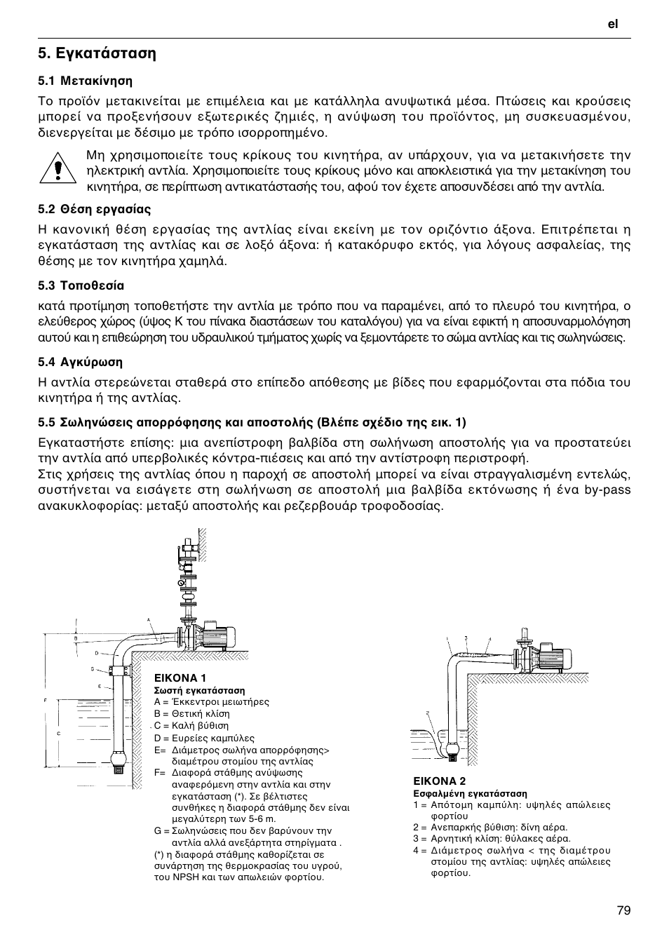 Εγκατ σταση | Xylem FH SH User Manual | Page 79 / 128
