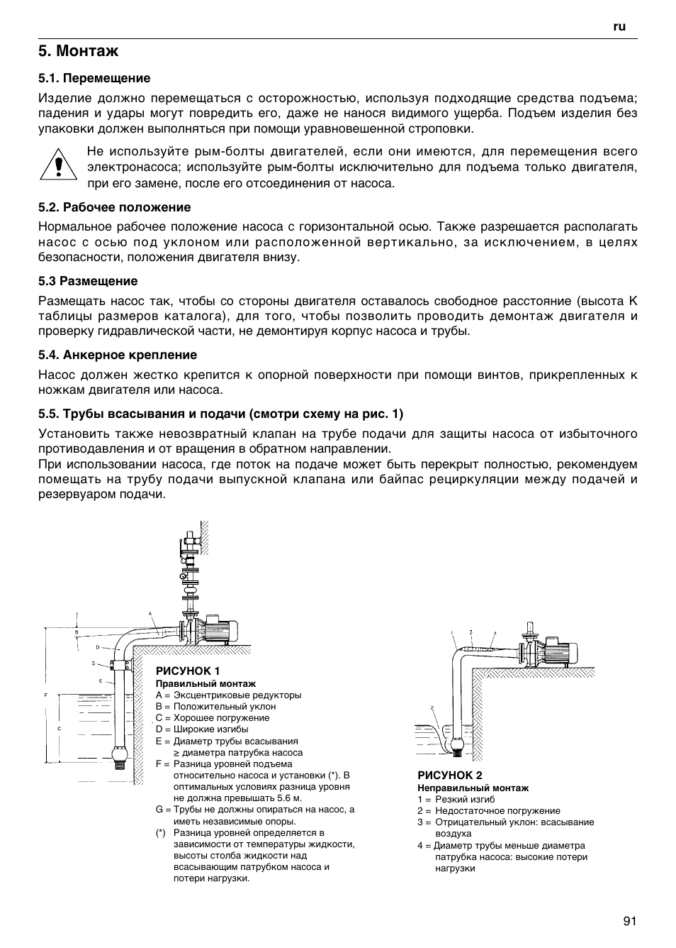 Монтаж | Xylem FH SH User Manual | Page 91 / 128
