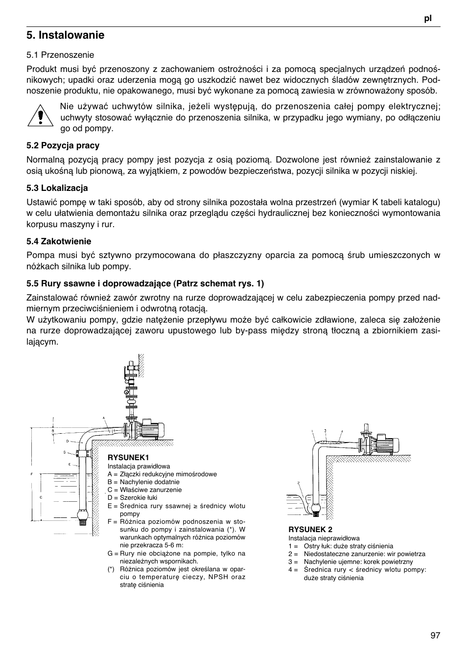 Instalowanie | Xylem FH SH User Manual | Page 97 / 128