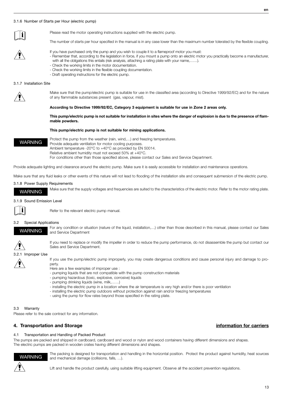 Xylem FHF Atex3 SHF Atex3 User Manual | Page 13 / 56