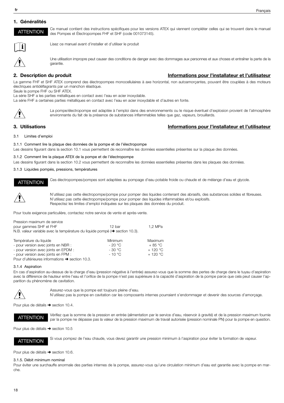 Xylem FHF Atex3 SHF Atex3 User Manual | Page 18 / 56
