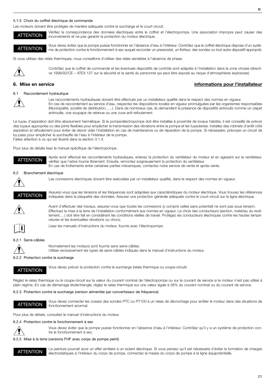 Xylem FHF Atex3 SHF Atex3 User Manual | Page 21 / 56