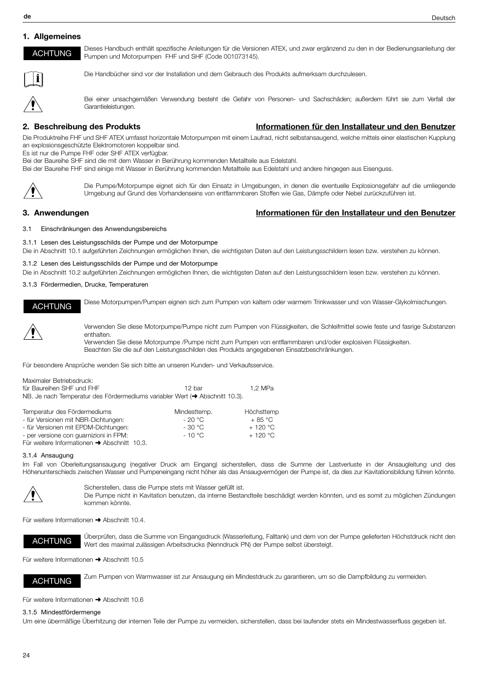 Xylem FHF Atex3 SHF Atex3 User Manual | Page 24 / 56