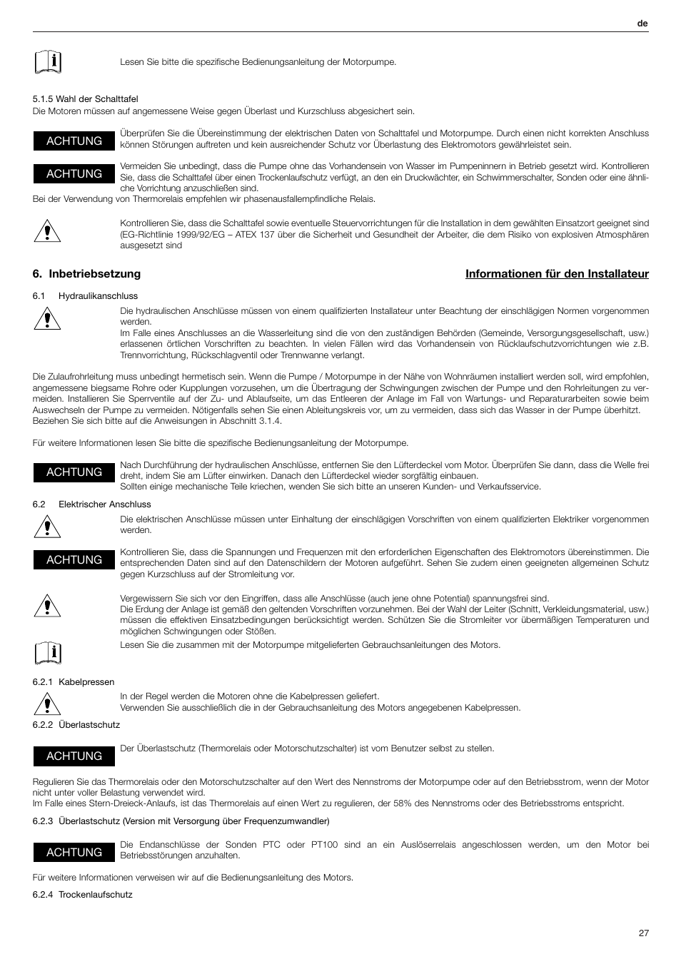 Xylem FHF Atex3 SHF Atex3 User Manual | Page 27 / 56