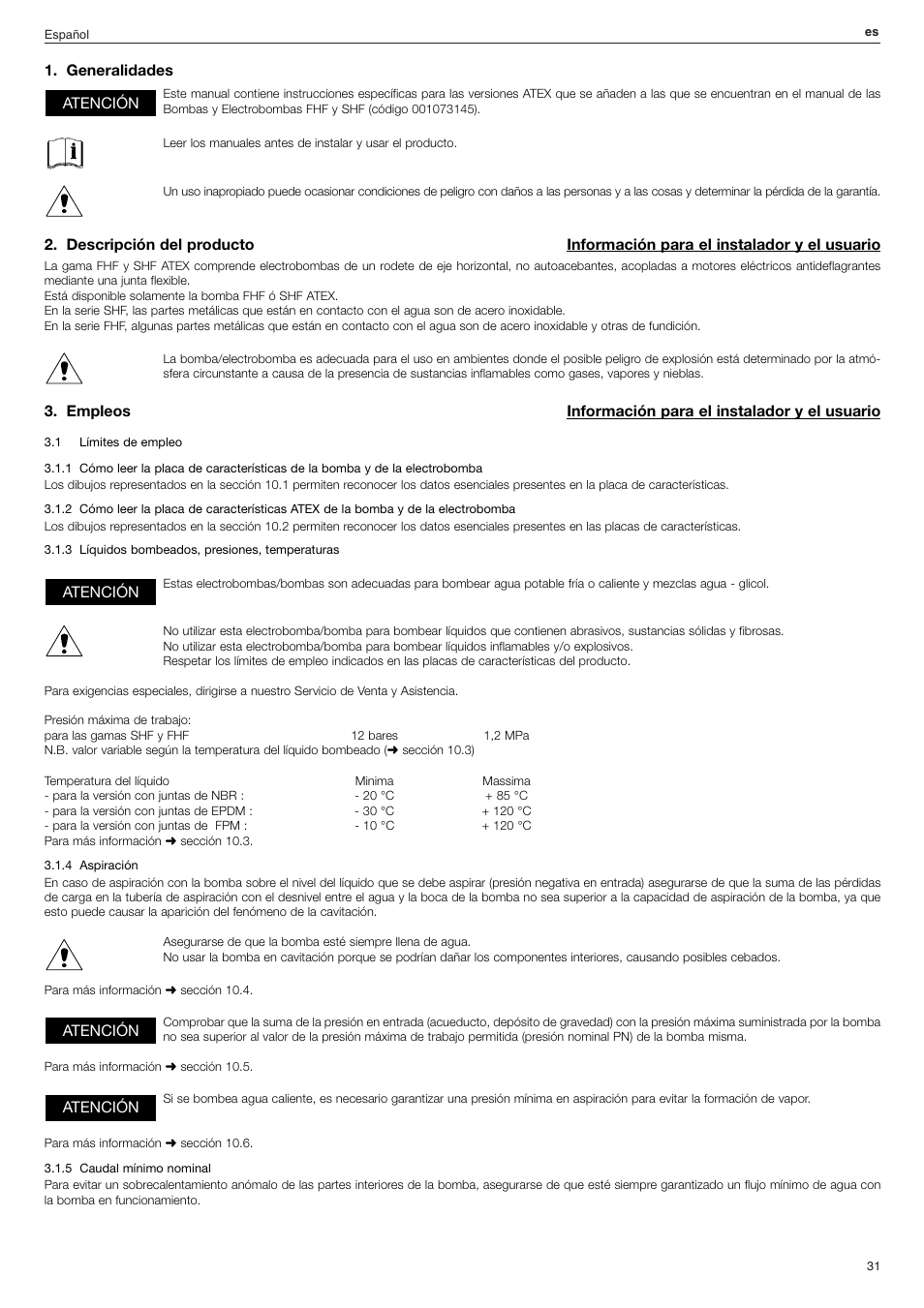 Xylem FHF Atex3 SHF Atex3 User Manual | Page 31 / 56