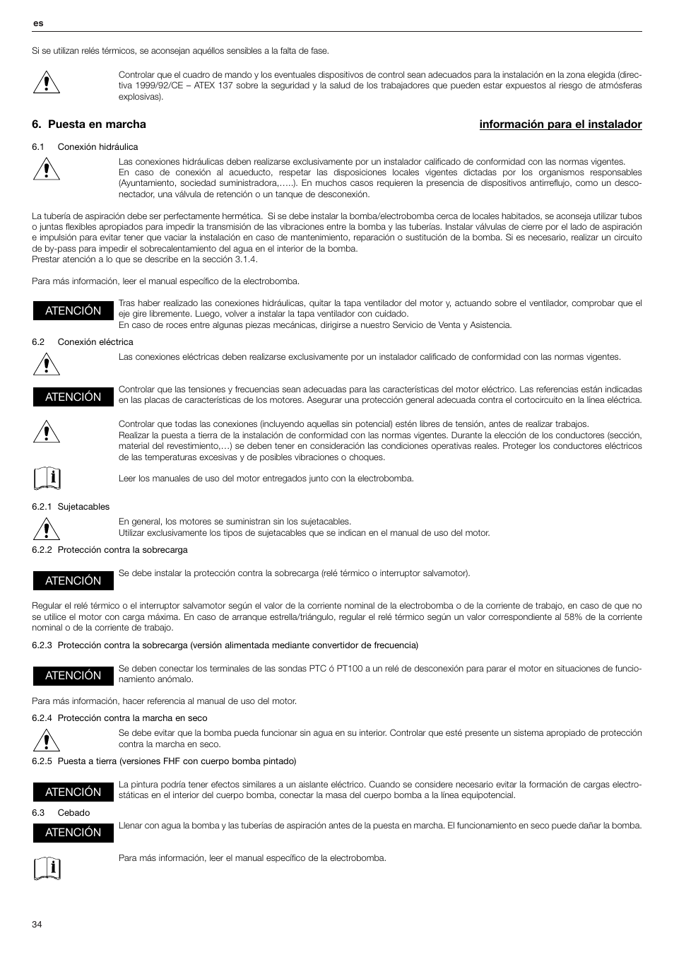 Xylem FHF Atex3 SHF Atex3 User Manual | Page 34 / 56