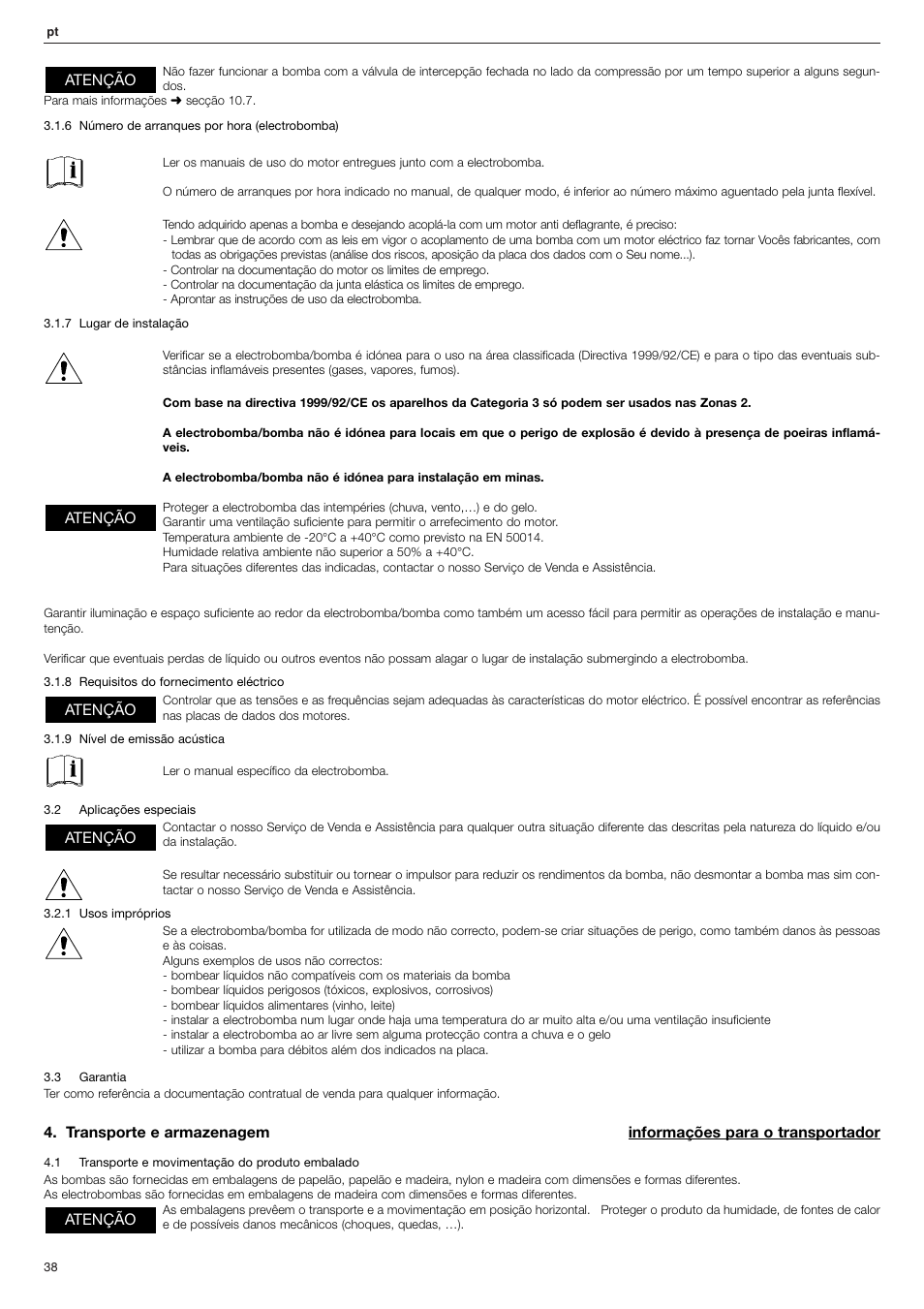Xylem FHF Atex3 SHF Atex3 User Manual | Page 38 / 56