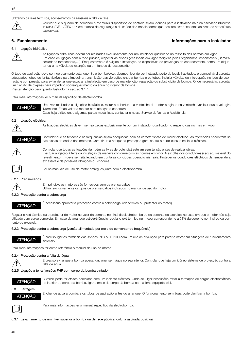 Xylem FHF Atex3 SHF Atex3 User Manual | Page 40 / 56