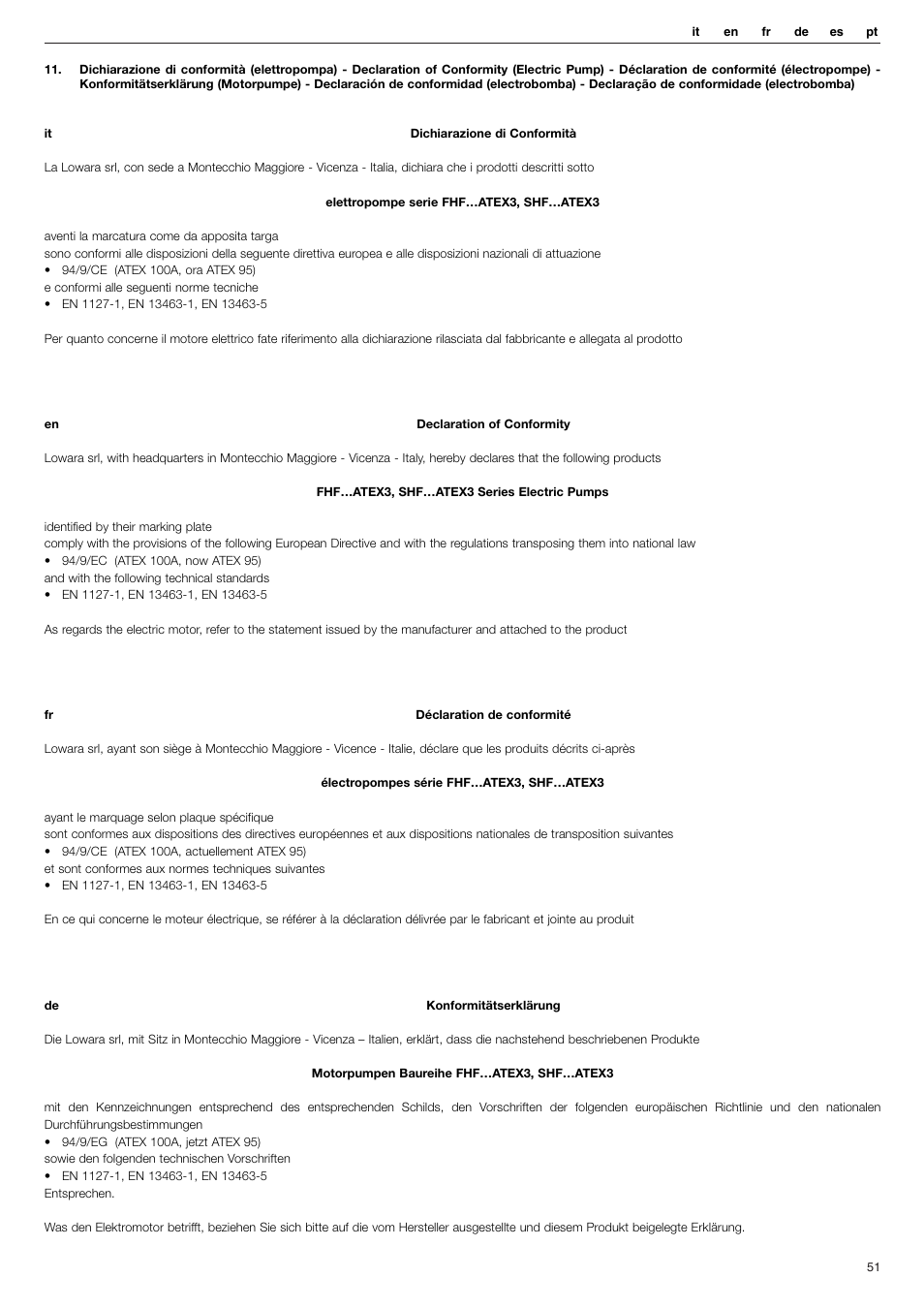 Xylem FHF Atex3 SHF Atex3 User Manual | Page 51 / 56