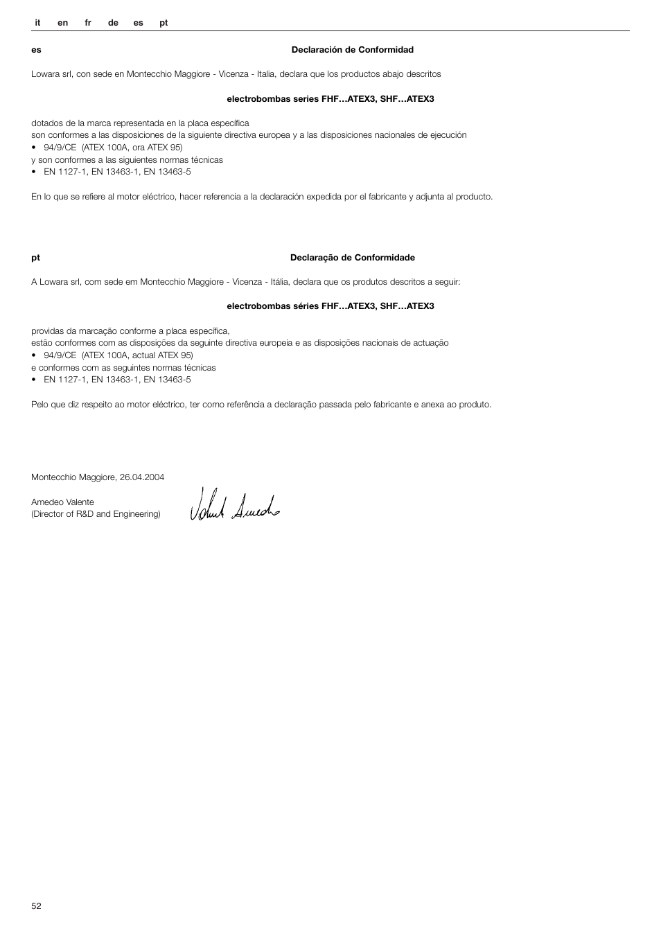 Xylem FHF Atex3 SHF Atex3 User Manual | Page 52 / 56