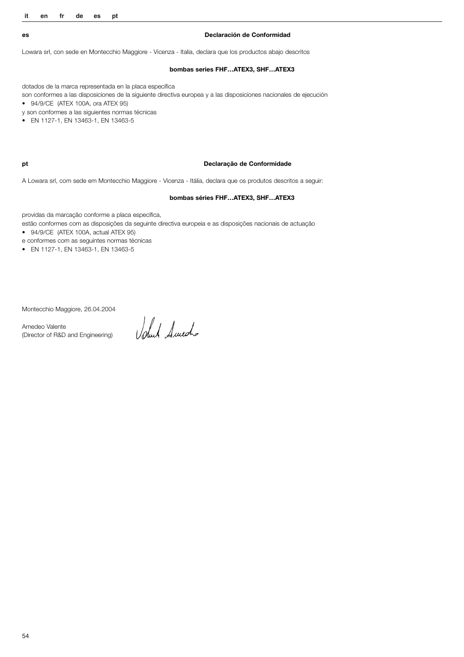 Xylem FHF Atex3 SHF Atex3 User Manual | Page 54 / 56