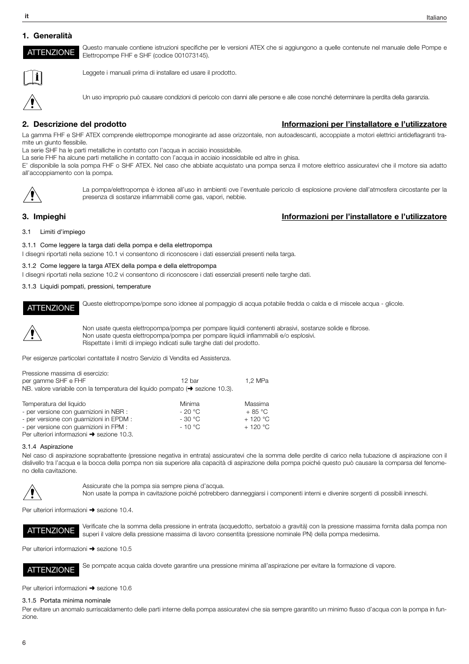 Xylem FHF Atex3 SHF Atex3 User Manual | Page 6 / 56