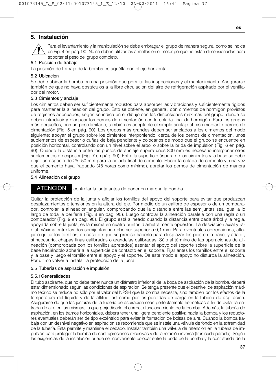 Xylem FHF SHF User Manual | Page 37 / 100