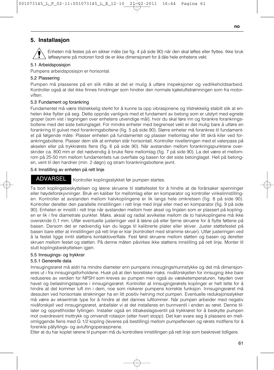 Xylem FHF SHF User Manual | Page 61 / 100
