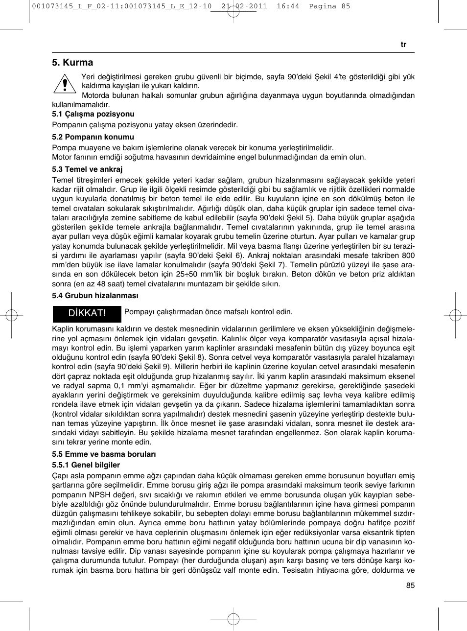 Kurma, D kkat | Xylem FHF SHF User Manual | Page 85 / 100