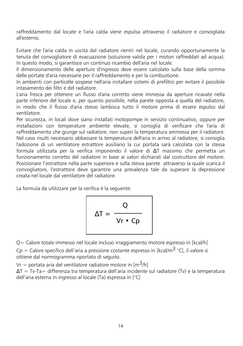 Δt = q vr • cp | Xylem Fire diesel pump D Series GEN D Series User Manual | Page 14 / 176