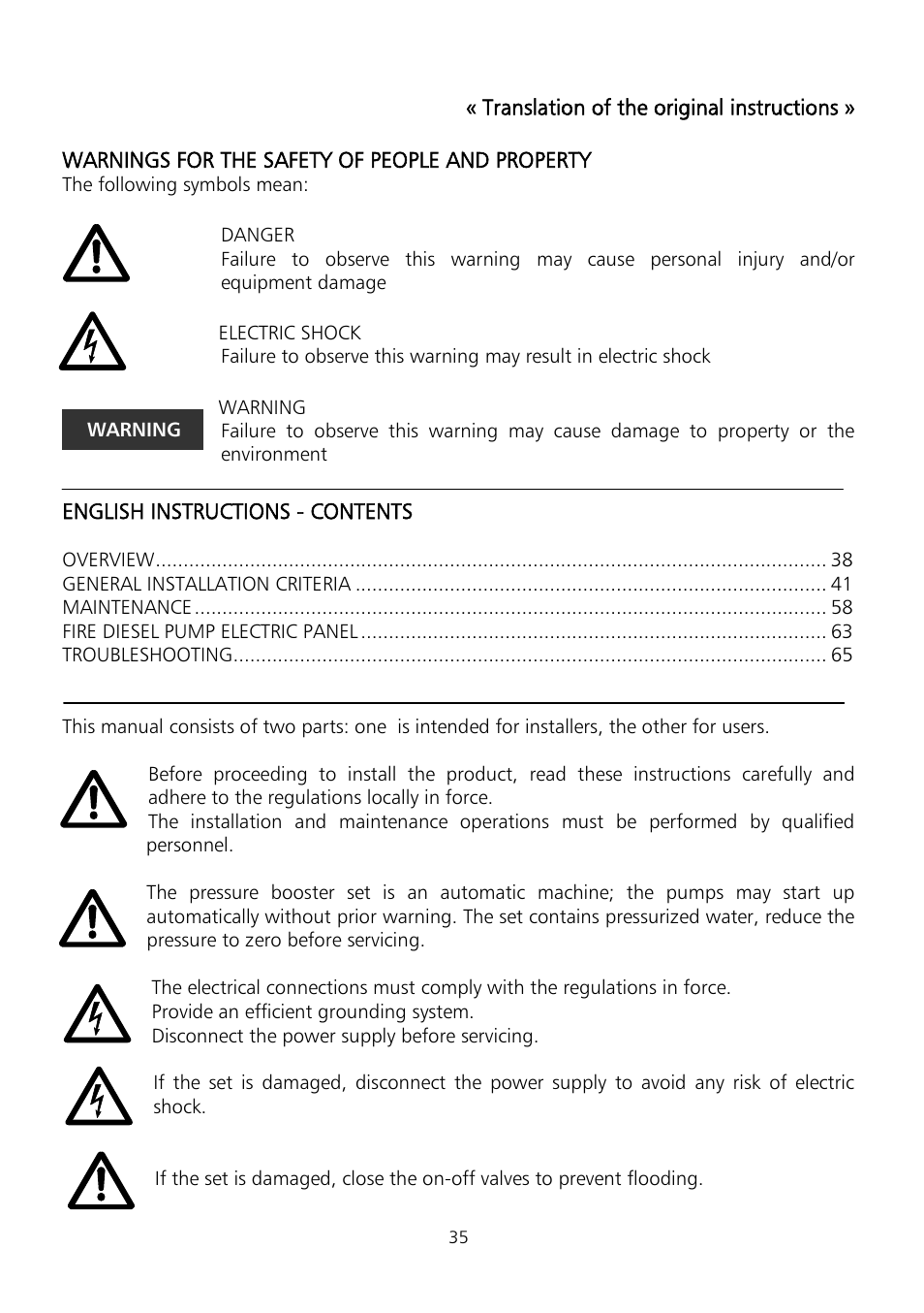 Xylem Fire diesel pump D Series GEN D Series User Manual | Page 35 / 176