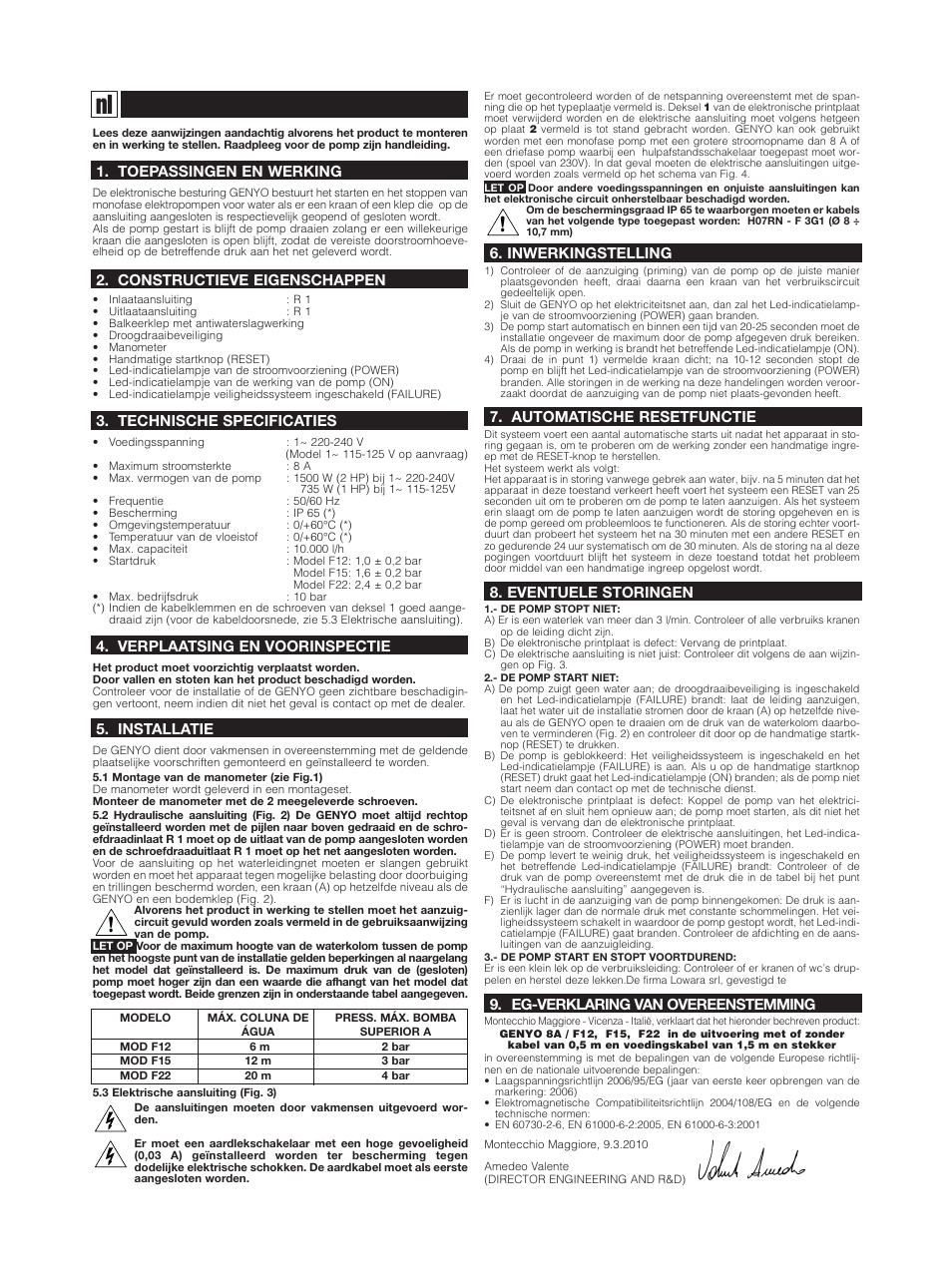 Xylem GENYO 8A / F12 F15 F22 User Manual | Page 11 / 20
