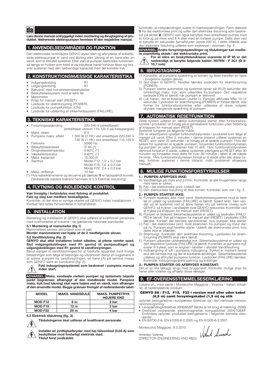 Xylem GENYO 8A / F12 F15 F22 User Manual | Page 12 / 20
