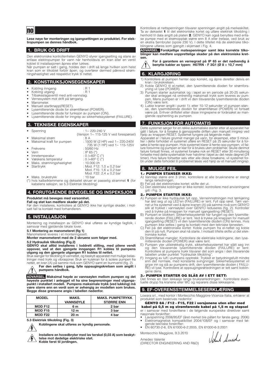 Xylem GENYO 8A / F12 F15 F22 User Manual | Page 13 / 20
