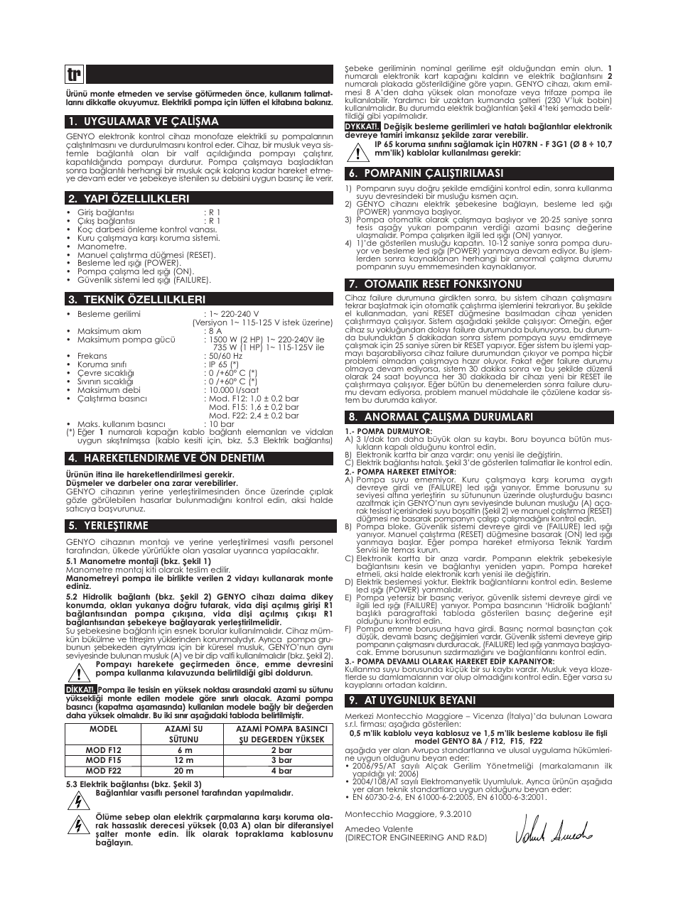 Xylem GENYO 8A / F12 F15 F22 User Manual | Page 17 / 20