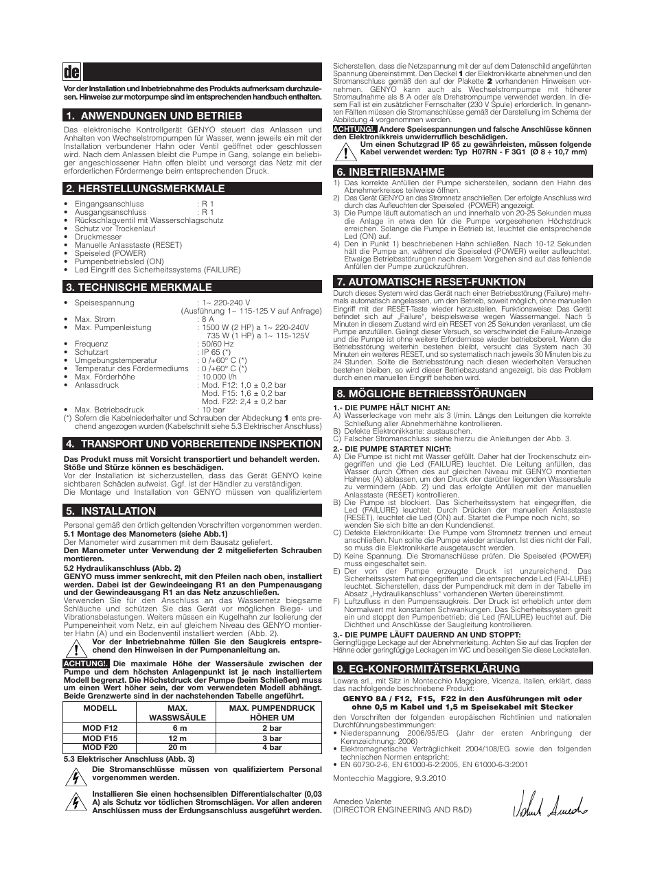 Xylem GENYO 8A / F12 F15 F22 User Manual | Page 7 / 20