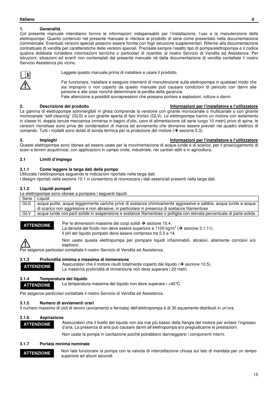 Xylem GLS GLV User Manual | Page 15 / 230