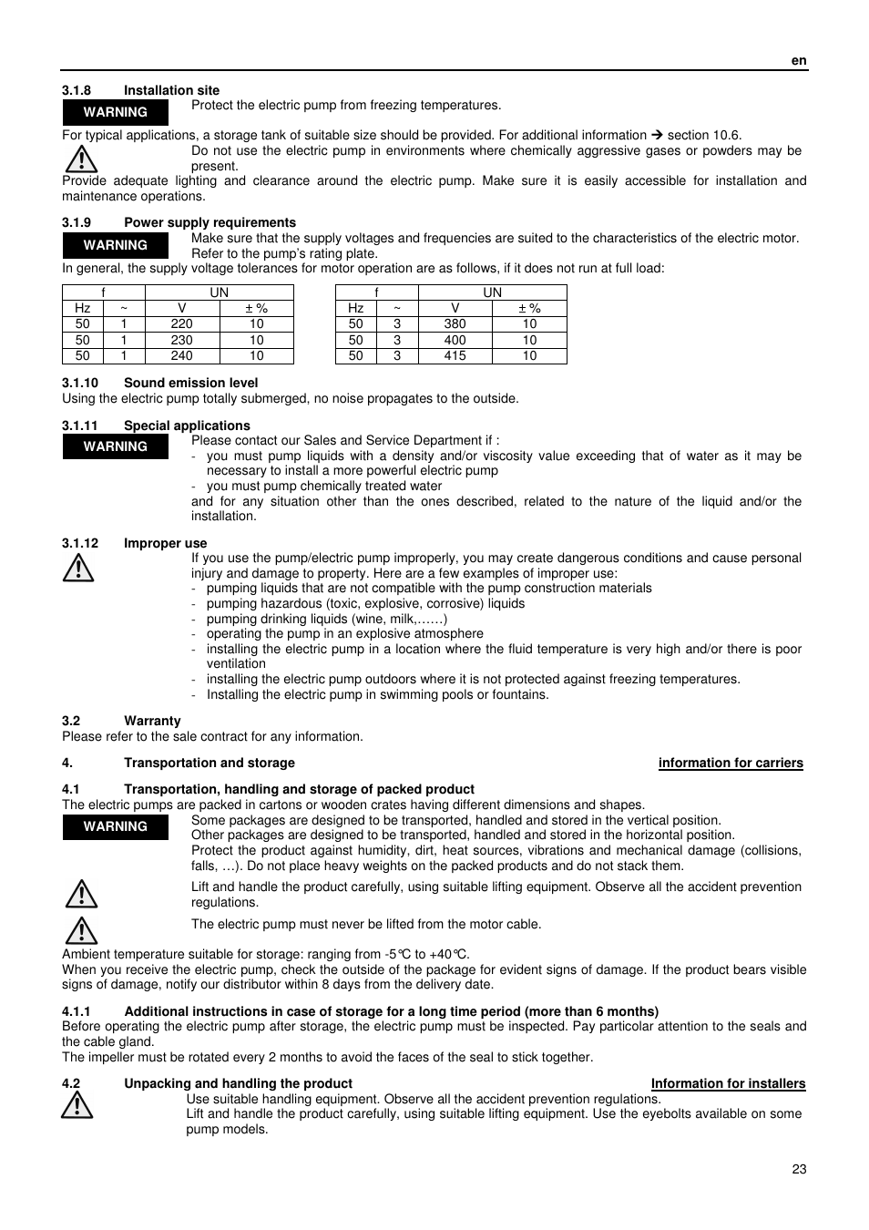 Xylem GLS GLV User Manual | Page 23 / 230