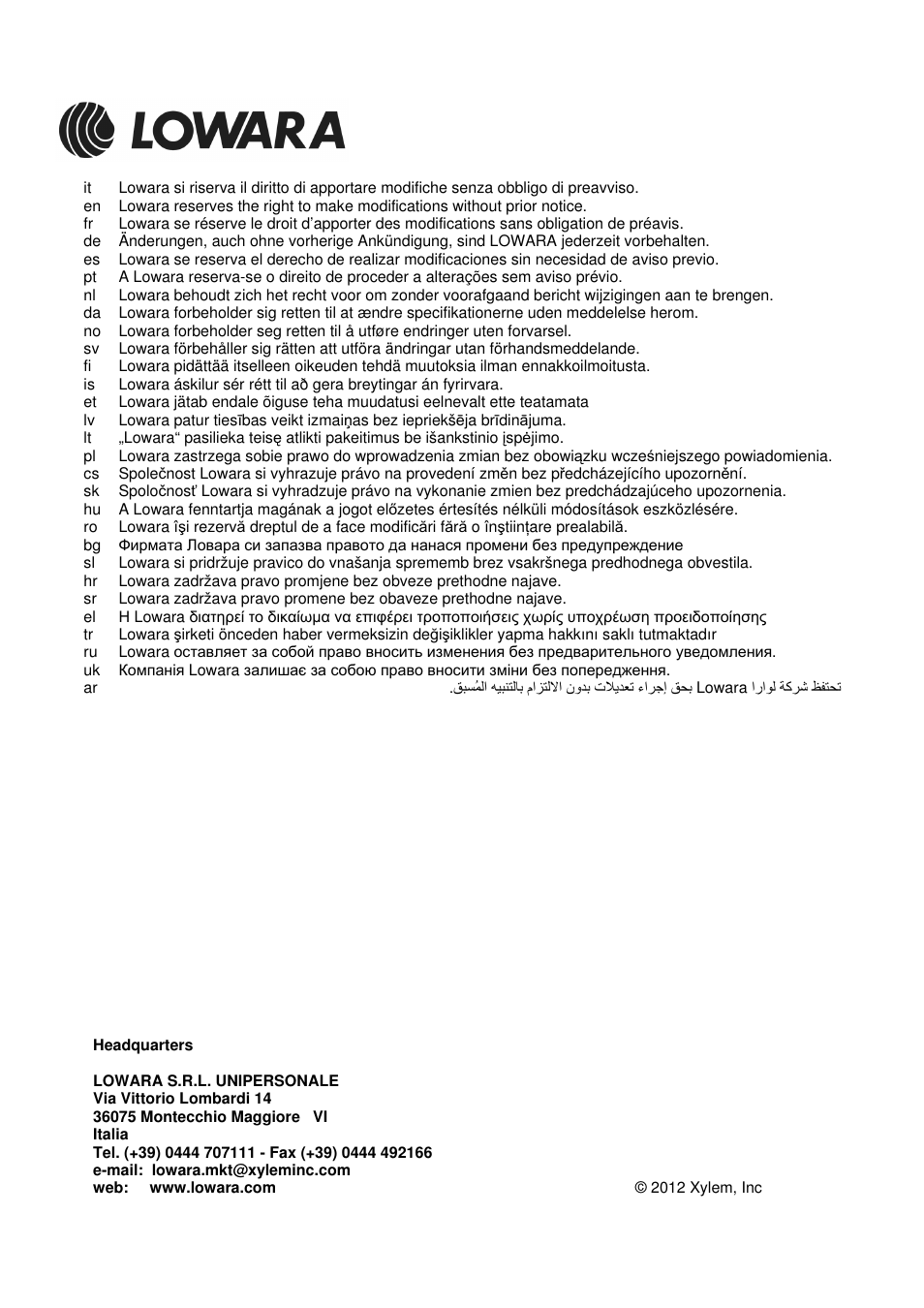 Xylem GLS GLV User Manual | Page 230 / 230