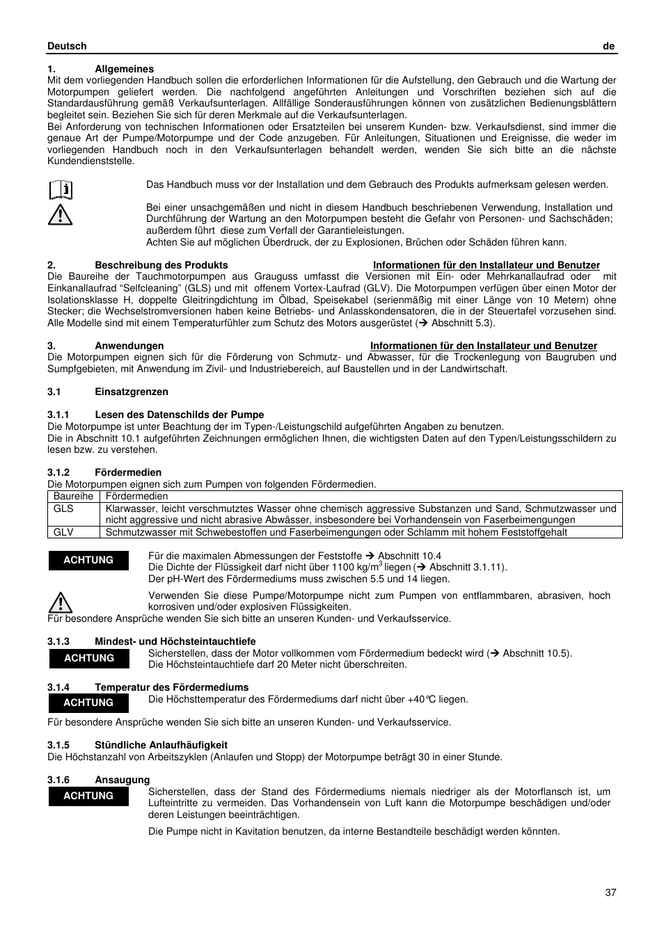 Xylem GLS GLV User Manual | Page 37 / 230