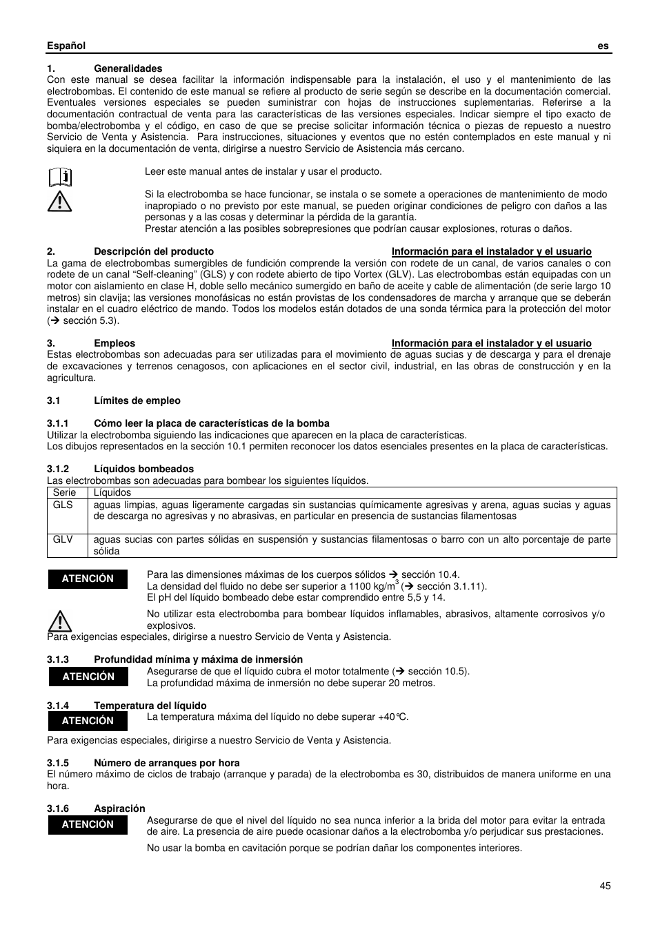 Xylem GLS GLV User Manual | Page 45 / 230