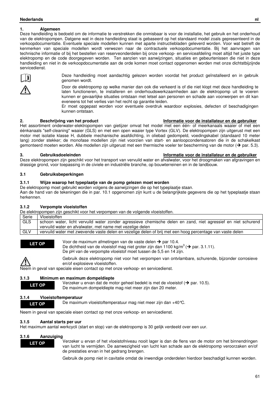 Xylem GLS GLV User Manual | Page 61 / 230