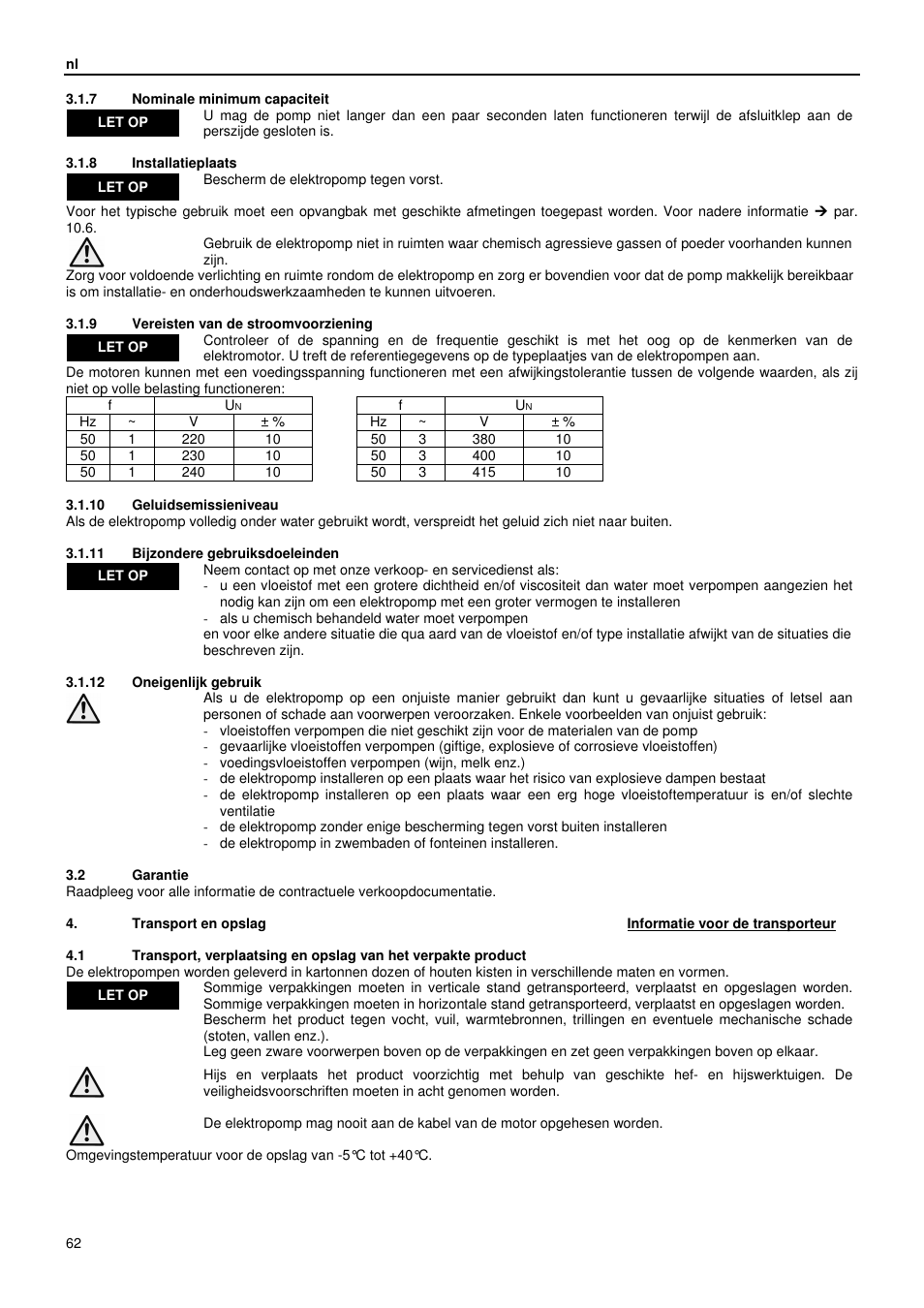 Xylem GLS GLV User Manual | Page 62 / 230