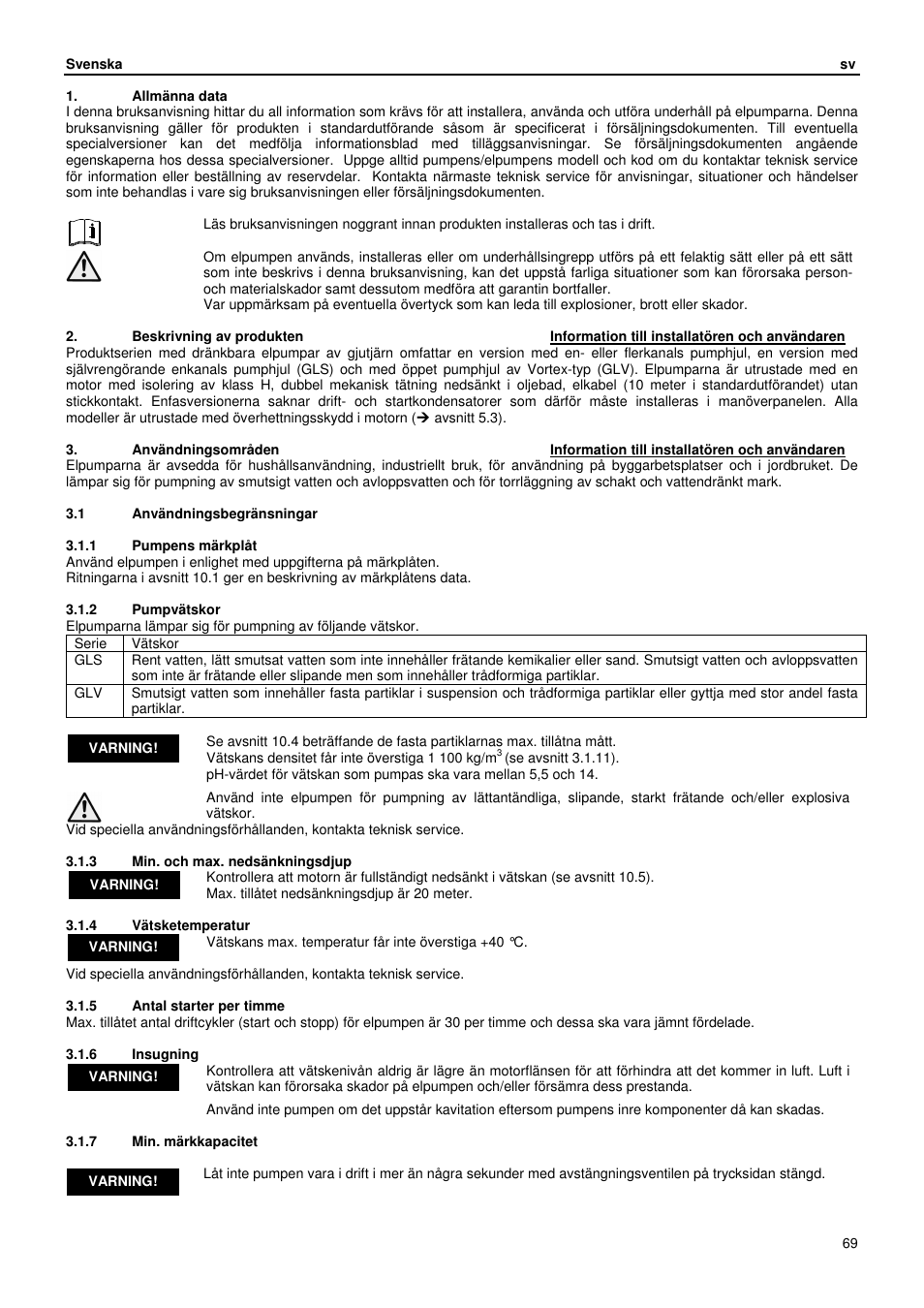 Xylem GLS GLV User Manual | Page 69 / 230