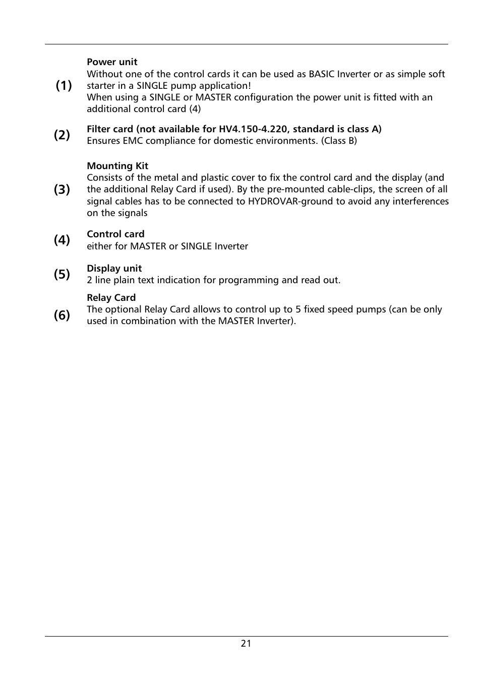 Xylem HYDROVAR HV 4.150 / 4.185 / 4.220 User Manual | Page 21 / 104