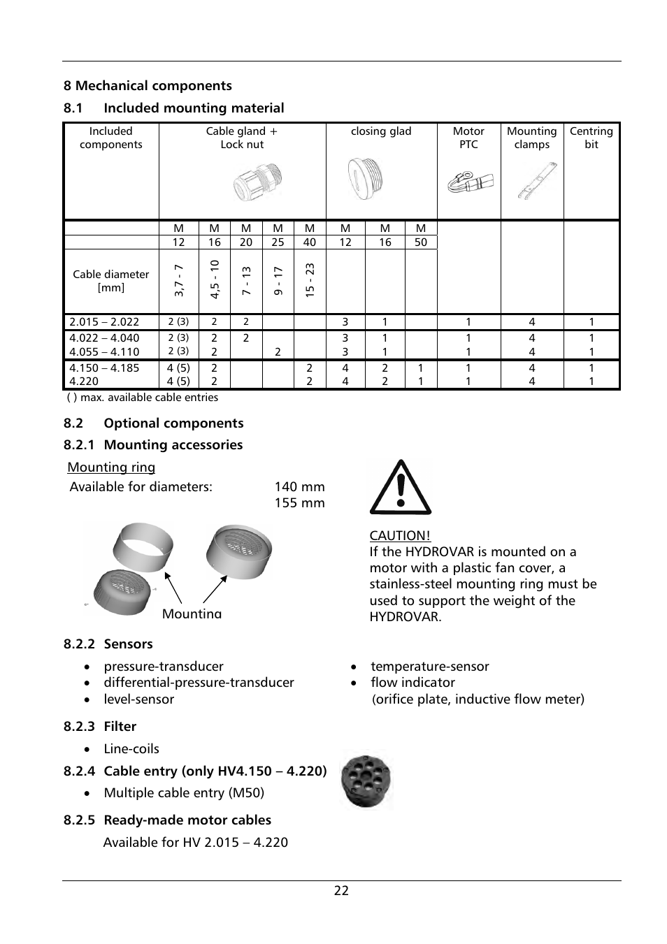 Xylem HYDROVAR HV 4.150 / 4.185 / 4.220 User Manual | Page 22 / 104
