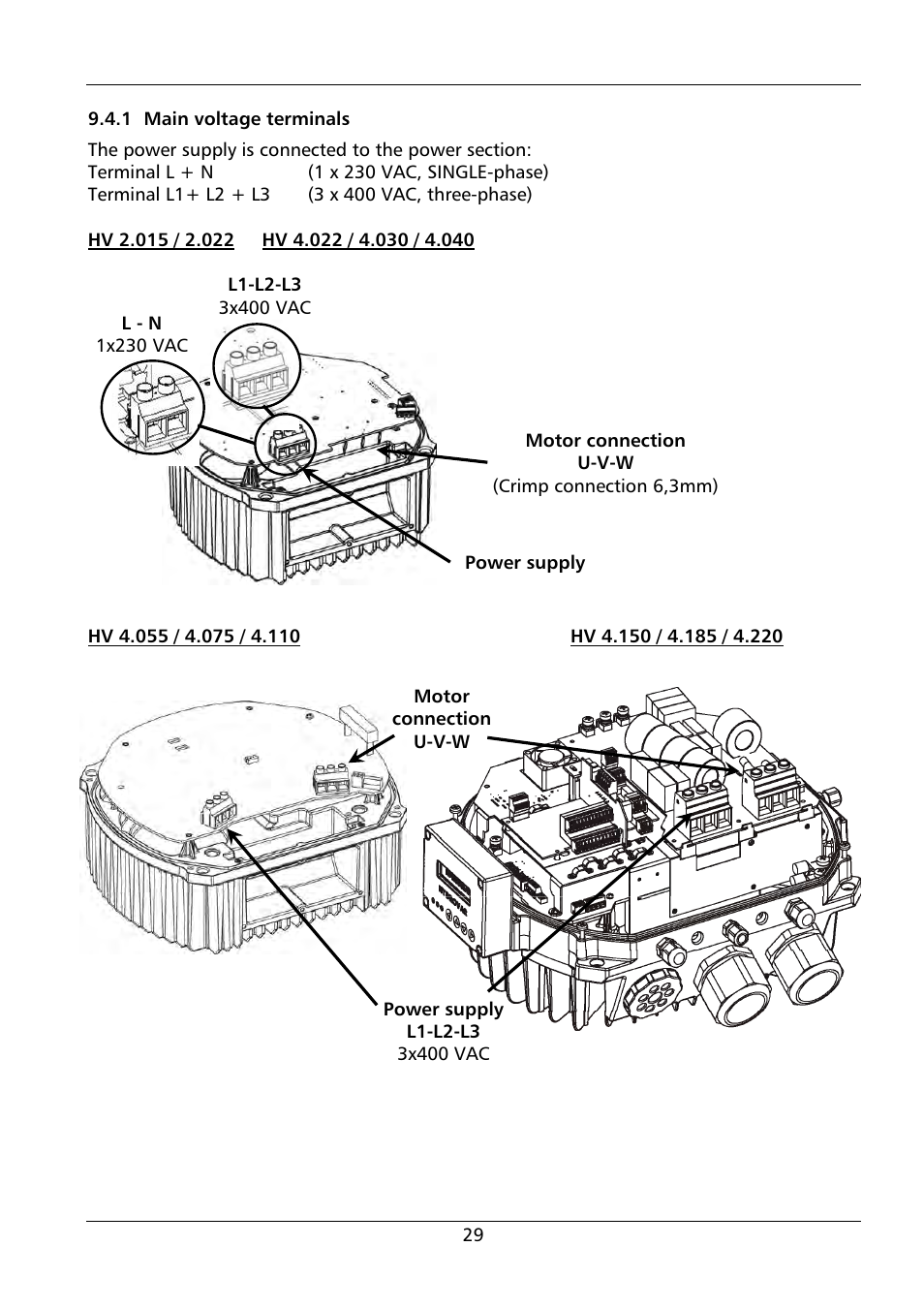 Xylem HYDROVAR HV 4.150 / 4.185 / 4.220 User Manual | Page 29 / 104
