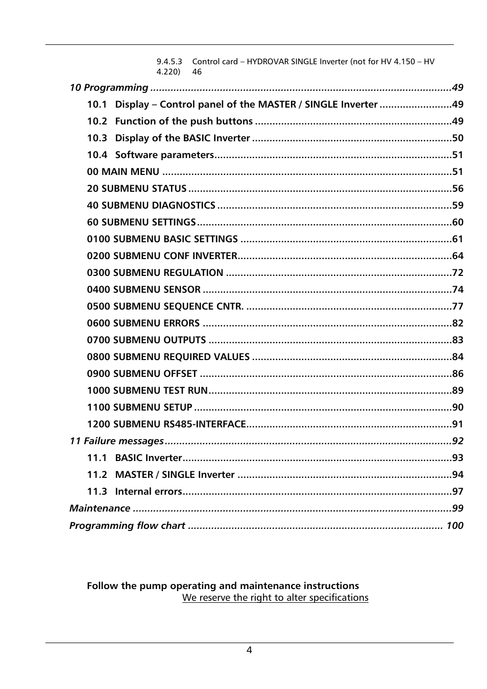 Xylem HYDROVAR HV 4.150 / 4.185 / 4.220 User Manual | Page 4 / 104