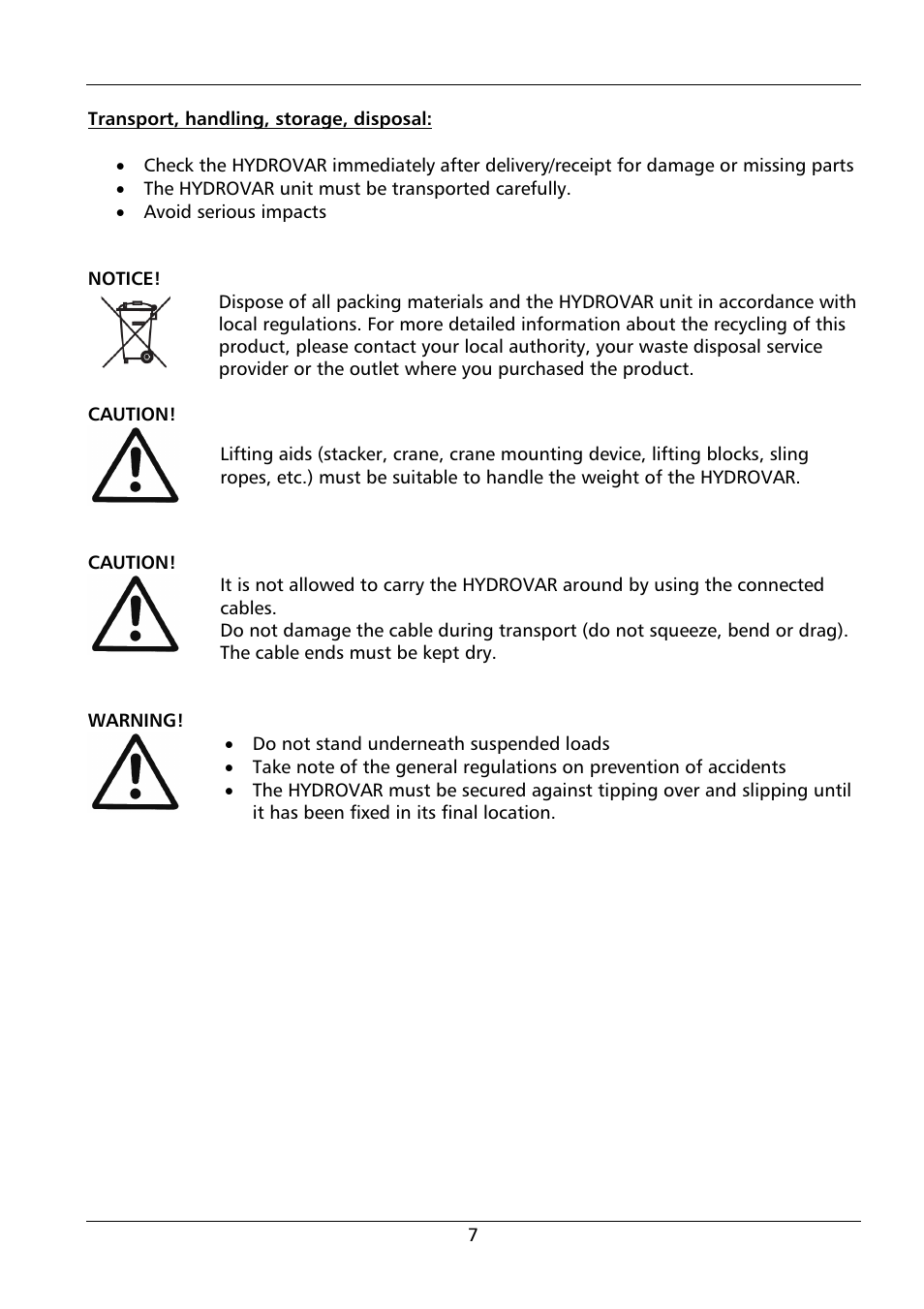 Xylem HYDROVAR HV 4.150 / 4.185 / 4.220 User Manual | Page 7 / 104