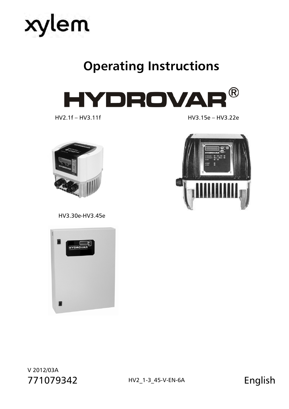 Xylem HYDROVAR (HV2.1 - 3.45) User Manual | 72 pages